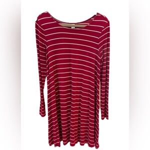 Old Navy Pink & White Striped Long Sleeve Dress